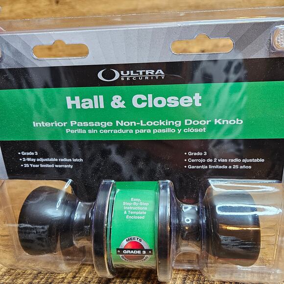 Ultra Security Hall & Closet Interior Passage Non-locking Door Knobs NEW - Picture 2 of 6